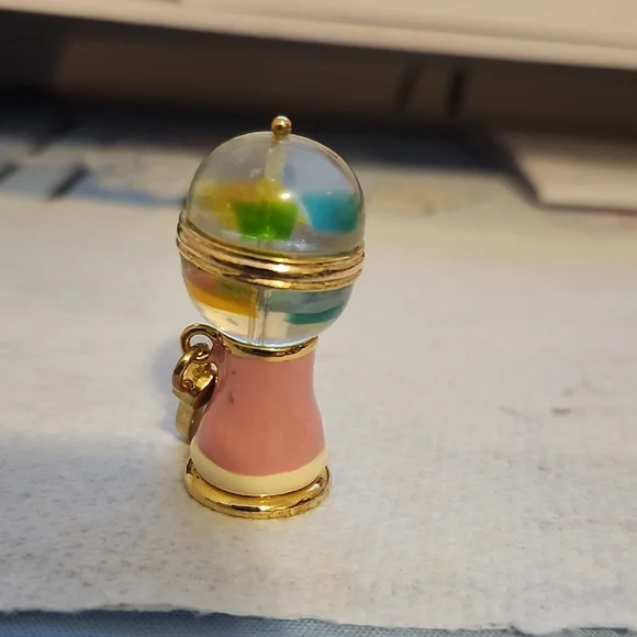 Pink & Gold Gumball Machine Charm with Multicolor Globe - Picture 3 of 4